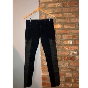 rag & bone women’s black jean w/ faux leather trim